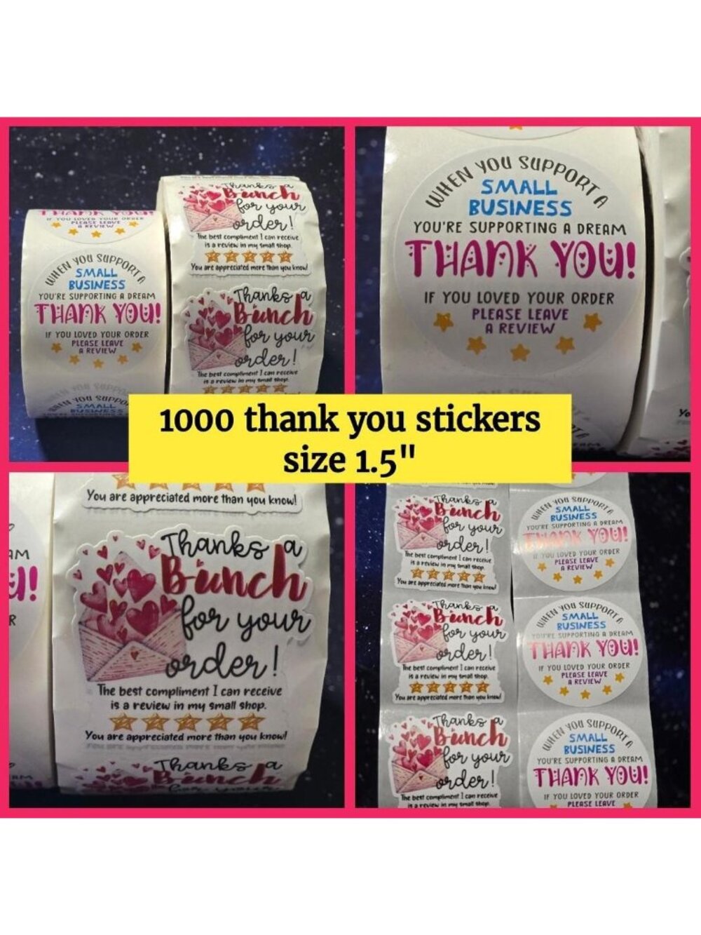 1000 Thank You Stickers